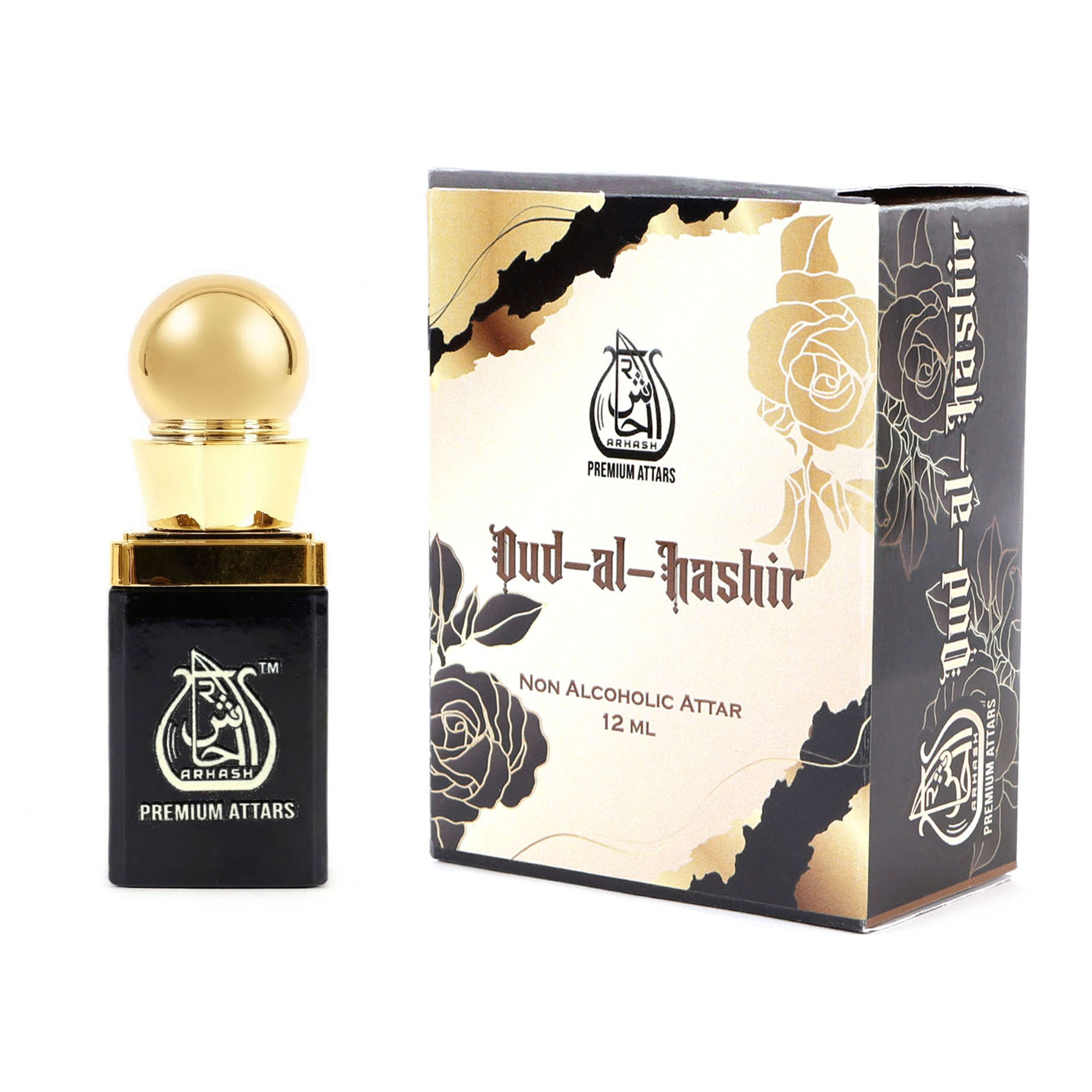alt="Oud Al-Hashir 12ml Non-Alcoholic Oud Perfume - Rich royal woody fragrance by Arhash"