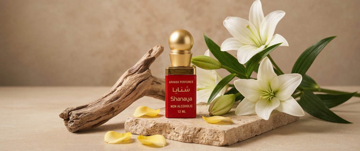 alt="Shanaya 12ml Non-Alcoholic Floral Perfume - Soft elegant fragrance for women by Arhash"
